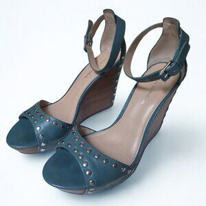 Via Spiga Mercato Studded Leather Wedge Sandals - Sz 8M